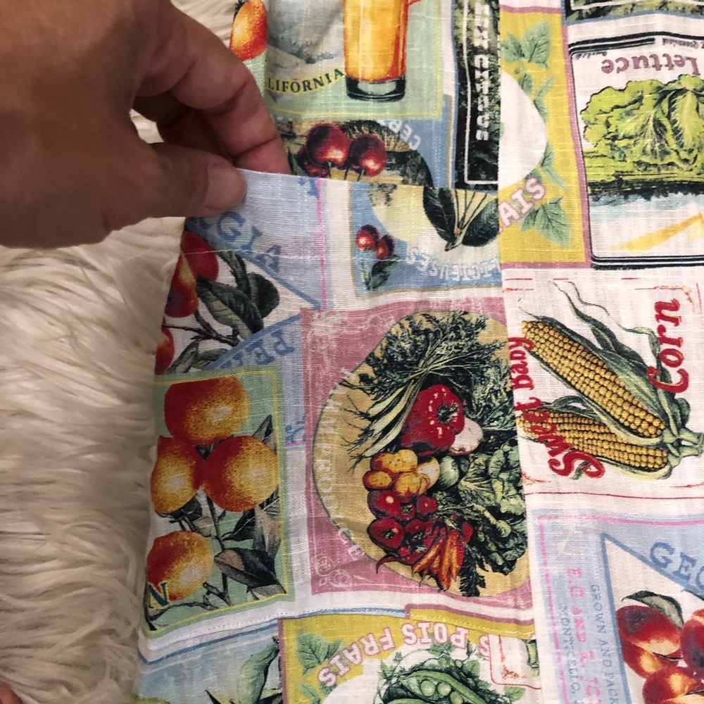Anthropologie DR2 Linen Novelty Fruits Patchwork Multicolor Midi A-line Skirt M - Picture 5 of 10